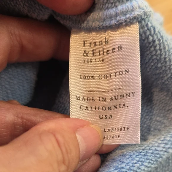 NEW FRANK & EILEEN TEE LAB AUDREY CAPELET FLEECE MIN BLUE SWEATSHIRT #2 SIZE OS